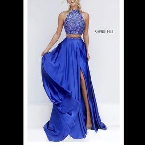 Sherri Hill 2 Piece Dress Royal Blue, worn once!